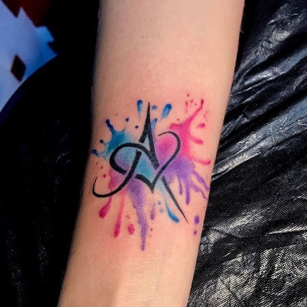 Watercolor A letter tattoo