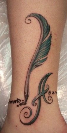 Writing feather A letter tattoo