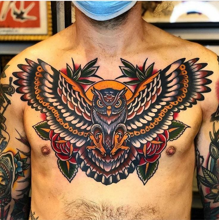 Traditional owl tattoo-31