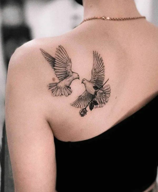 Whispering love dove Tattoo -01