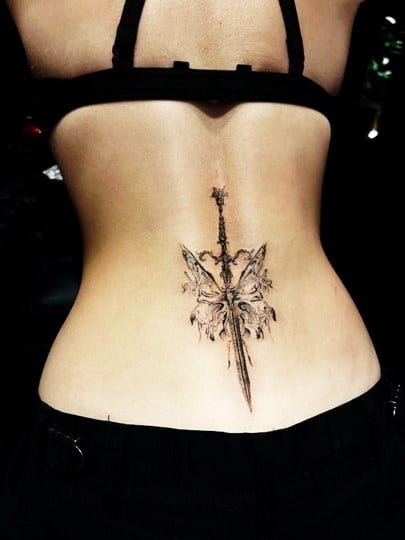 butterfly sword tattoo