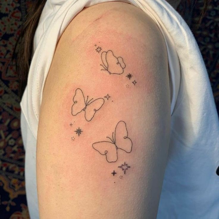 Butterfly and star Stencil Tattoo-12
