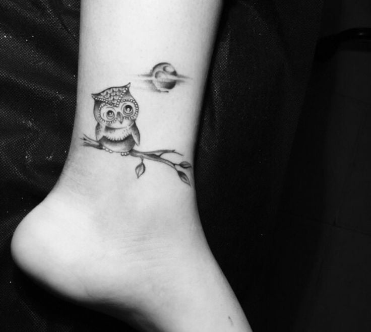 Ankle owl tattoo-28