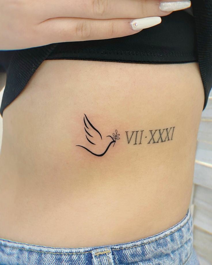Dove with roman numerals tattoo-02