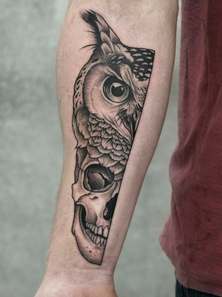 Owl with Skull Tattoo-12