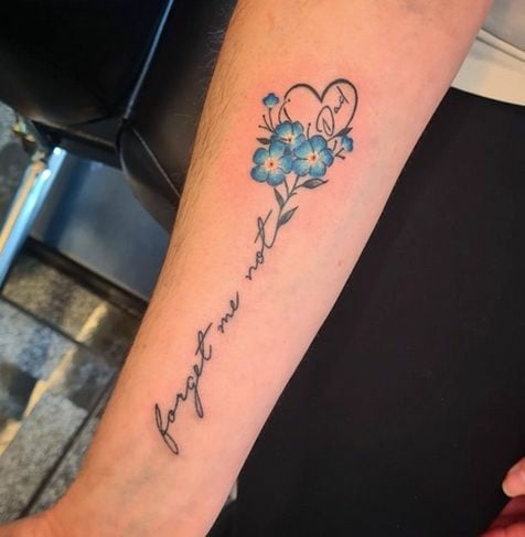 Flower and text memorial tattoo-02