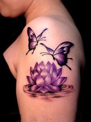lotus flower with butterfly tattoo