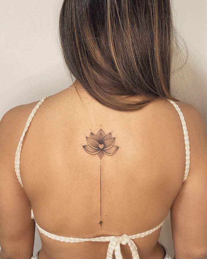 lotus flower with heart tattoo