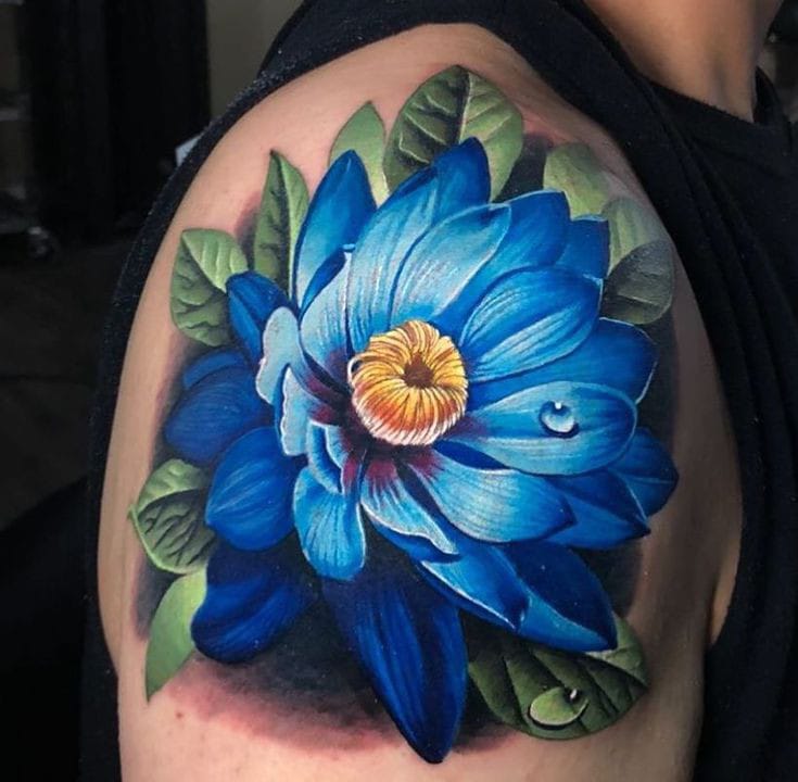 realistic lotus flower tattoo