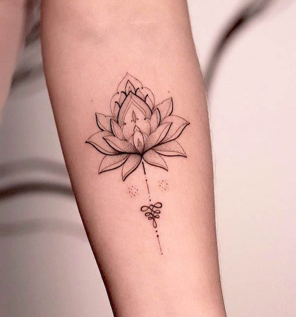 single line lotus tattoo