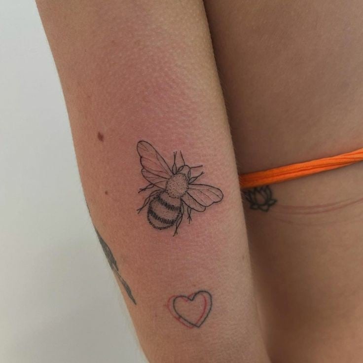 Bee tattoo with heart-38