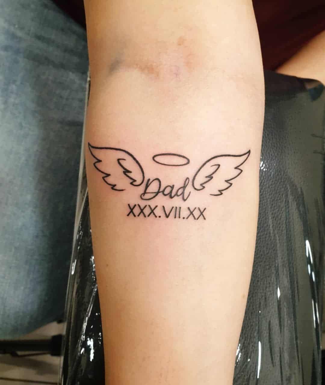 Dad memorial tattoo with wings-15