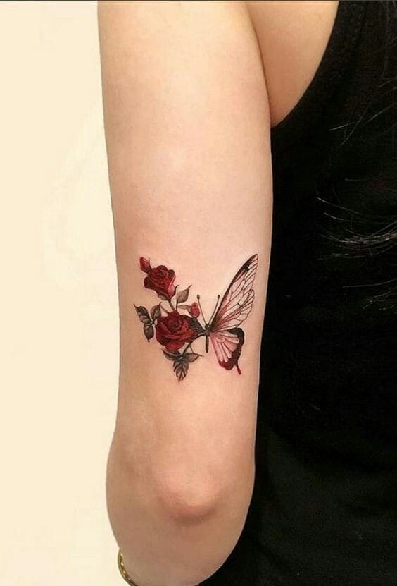 rose butterfly tattoo