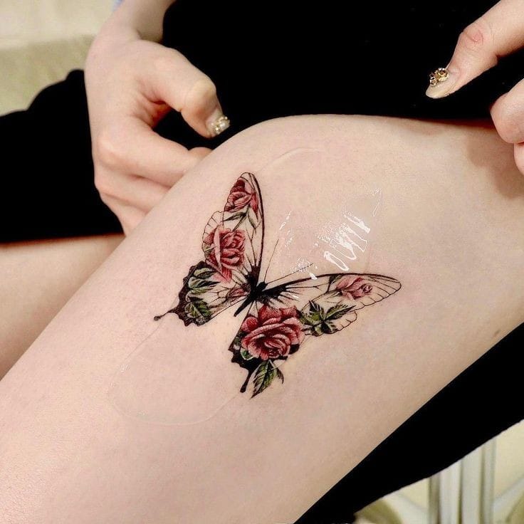 rose butterfly tattoo
