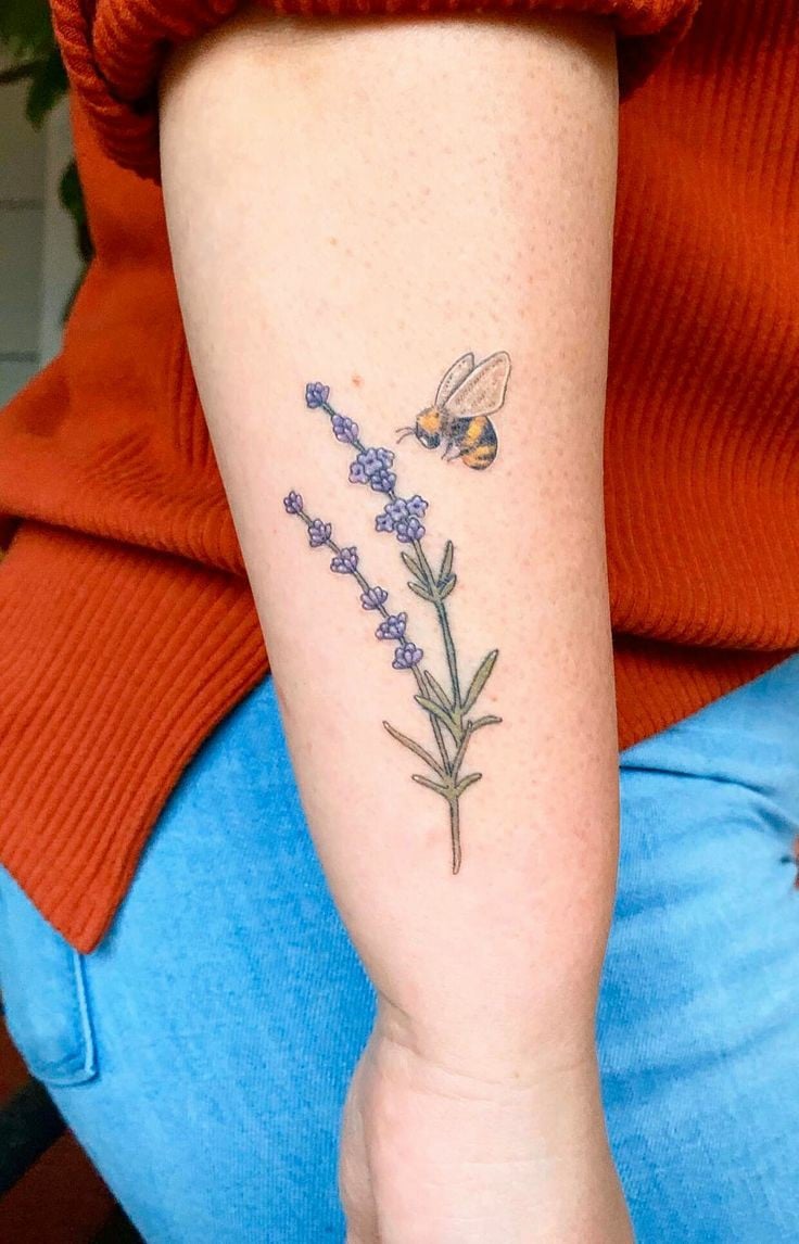 Lavender with bee tattoo-14