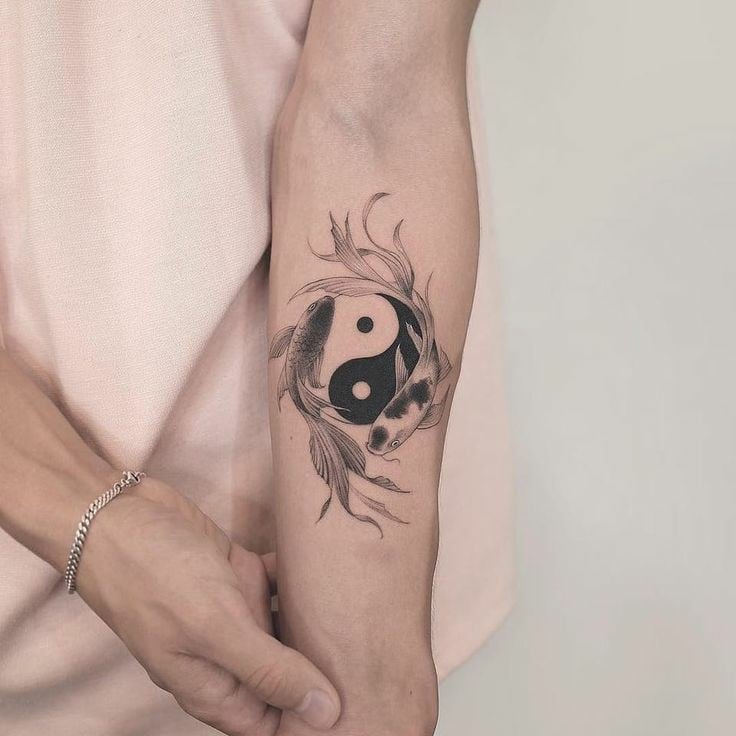 Ying and yang koi fish tattoo-08