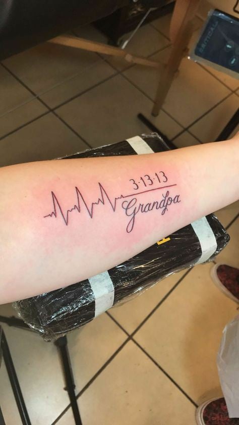 Grandfather memorial tattoo with heartbeat-20