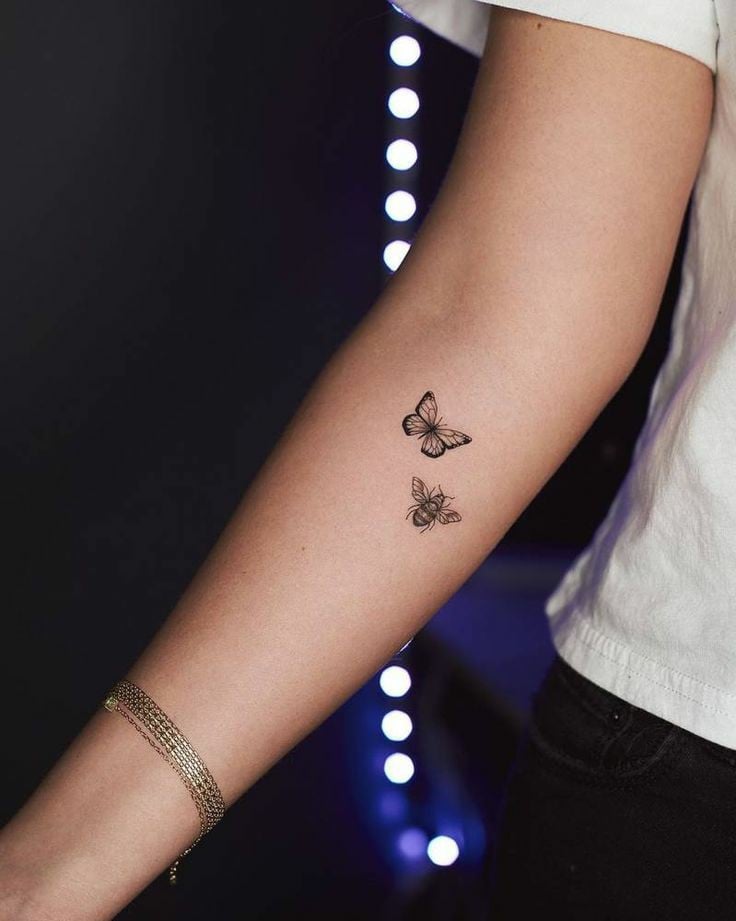 Bee and Butterfly tattoo-32