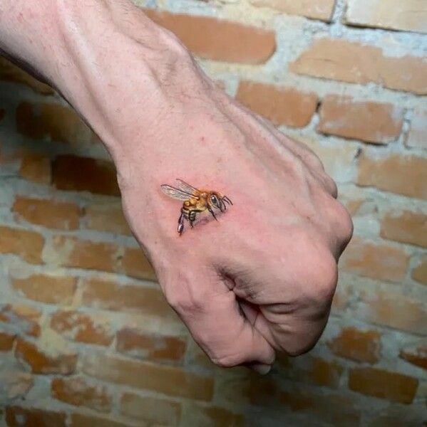 Hand bee tattoo-24