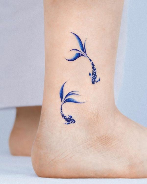 Ankle koi fish tattoo-21