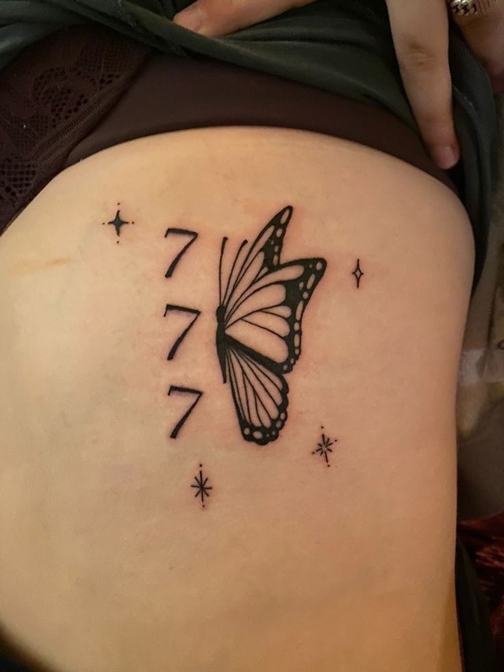 Angel number butterfly tattoo