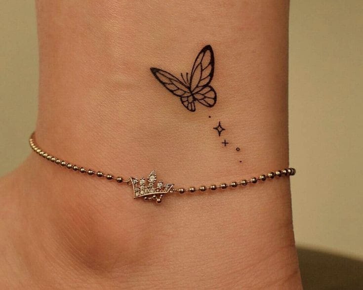 Ankle Butterfly Tattoo