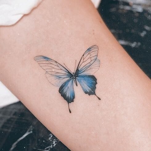 Blue butterfly tattoo
