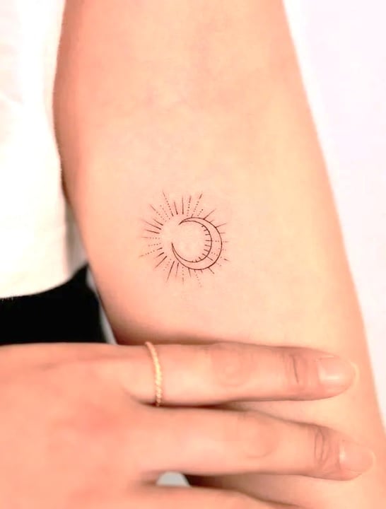 Cute Sun Moon Tattoo