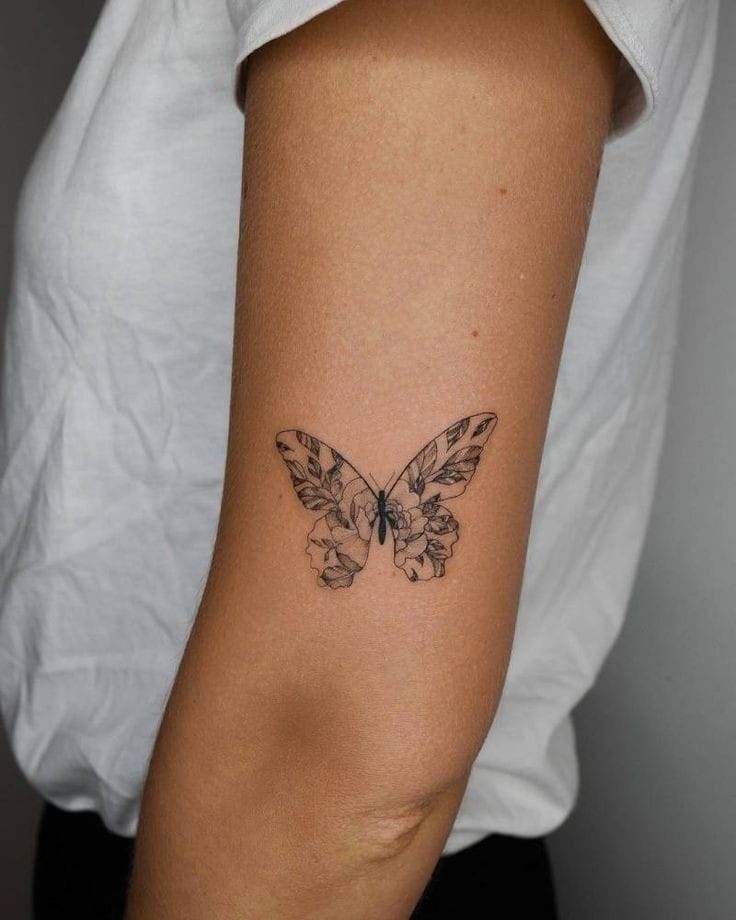 Flower butterfly tattoo
