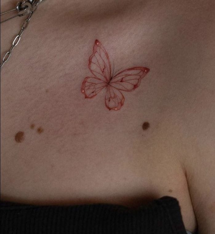 Red butterfly tattoo
