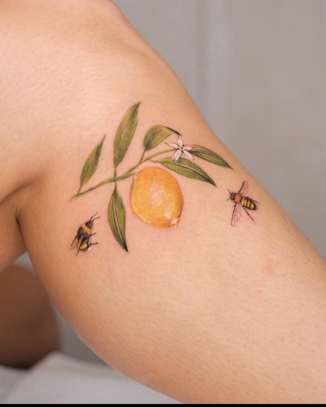 Botanical bee tattoo-42