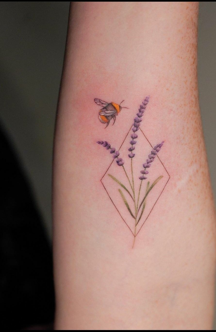 Angular bee tattoo-45