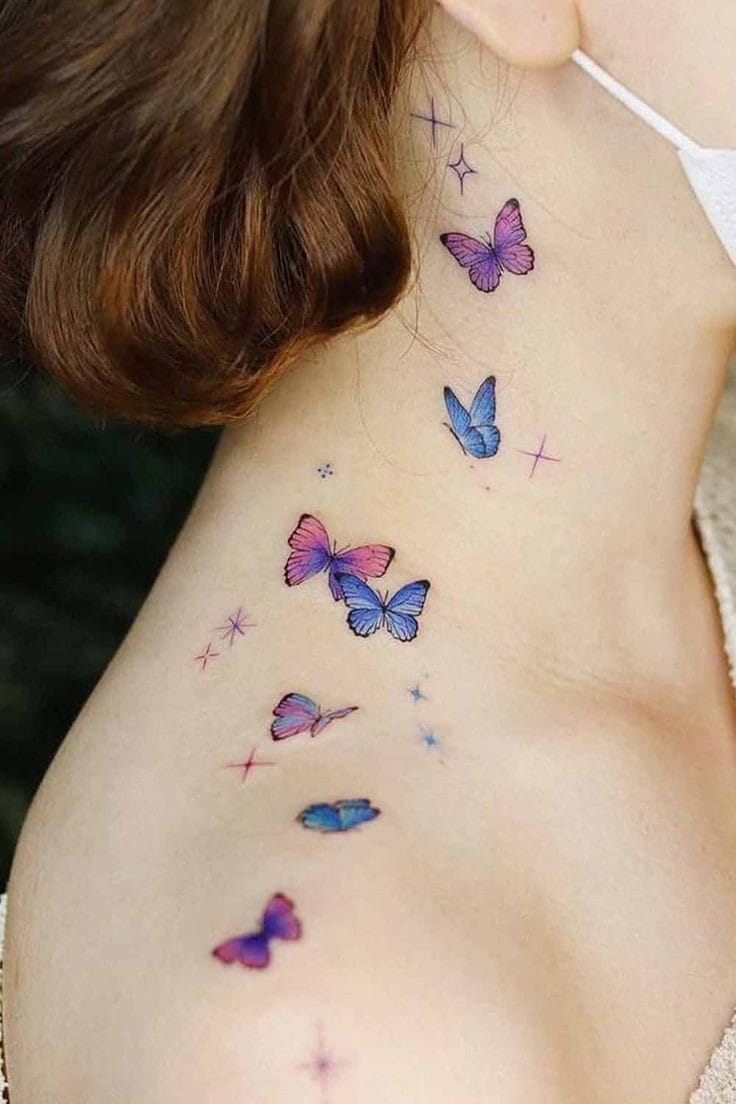 Small Butterfly On Neck