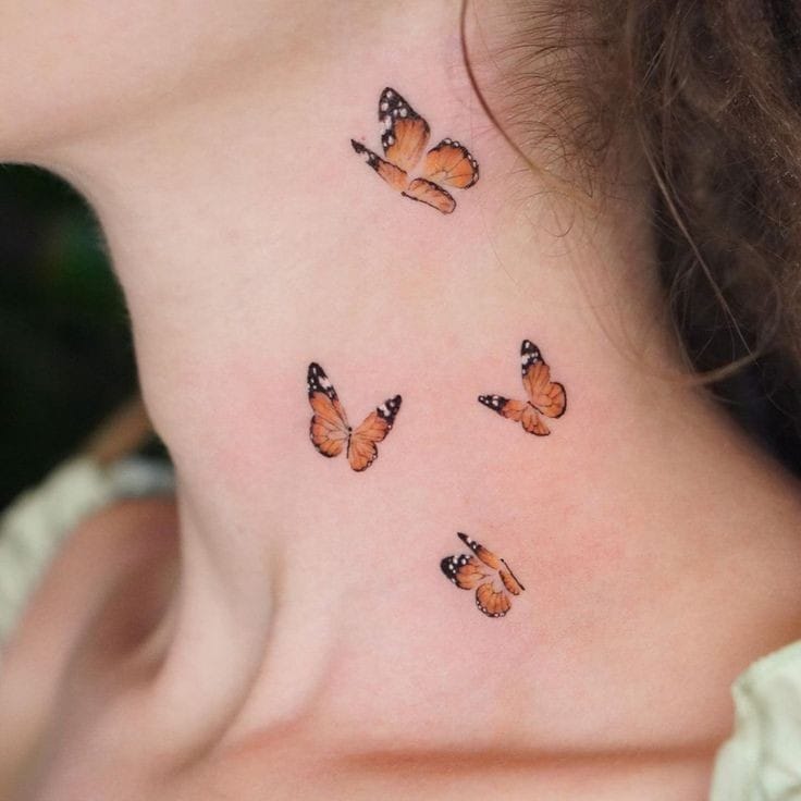 Small Butterfly On Neck