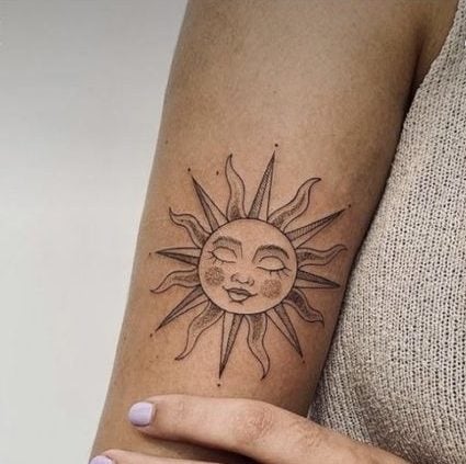 Sun Face Tattoo