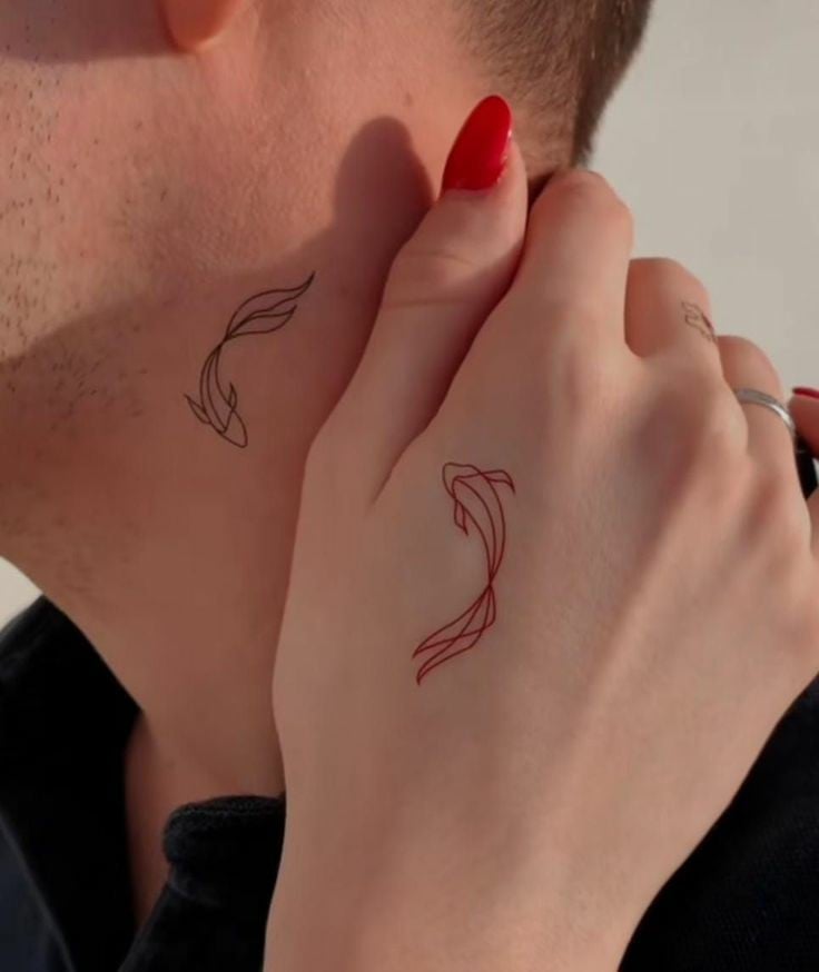 Tatuagem de casal de peixes koi-45