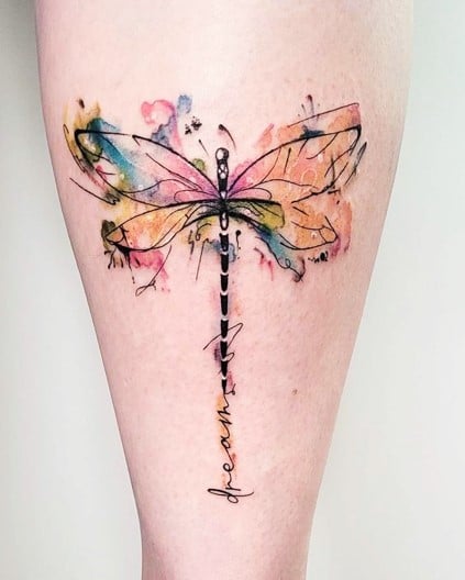 chinese Dragonfly tattoo with quote