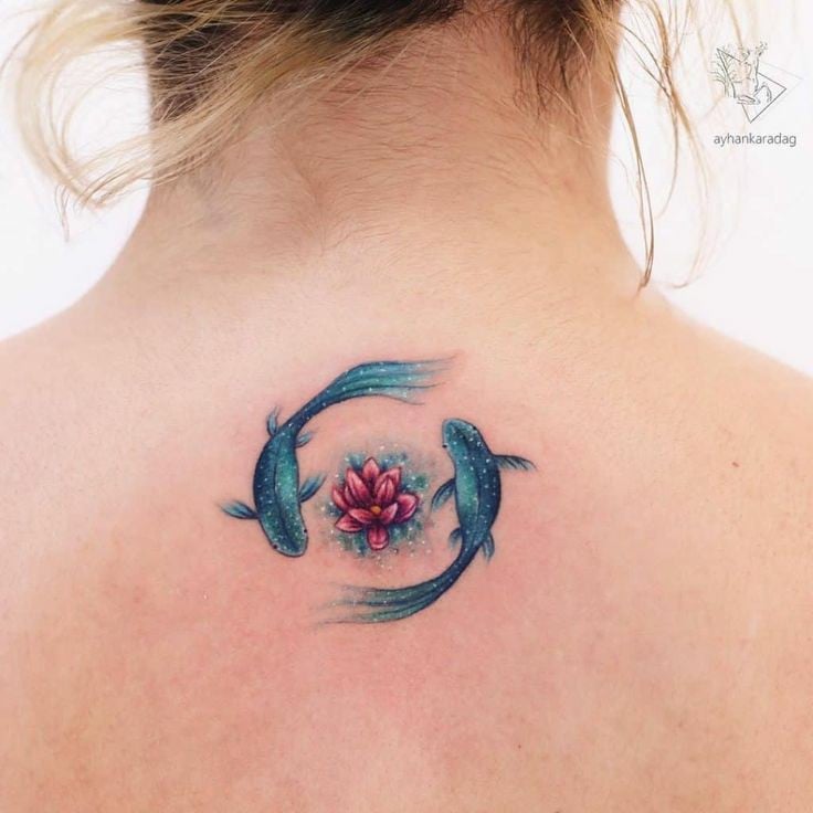 Koi fish with Lotus tattoo-19