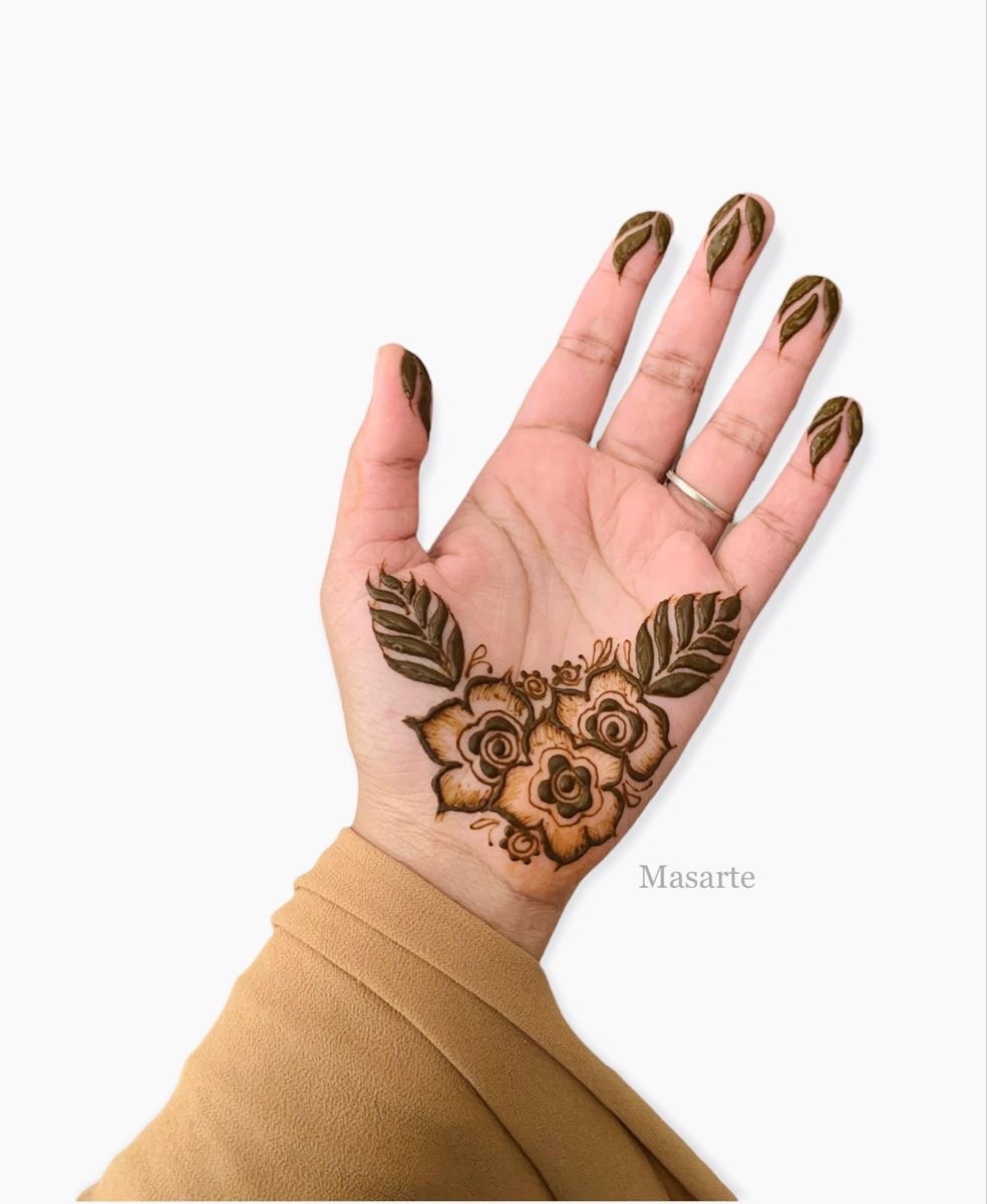 flower palm cuffed mehndi design-45