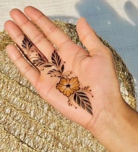 flower with leaves patch mehndi design-47