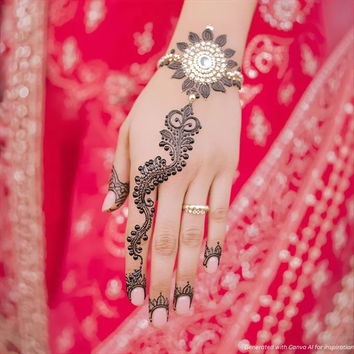 Navratri Back Hand Mehendi Design - 1