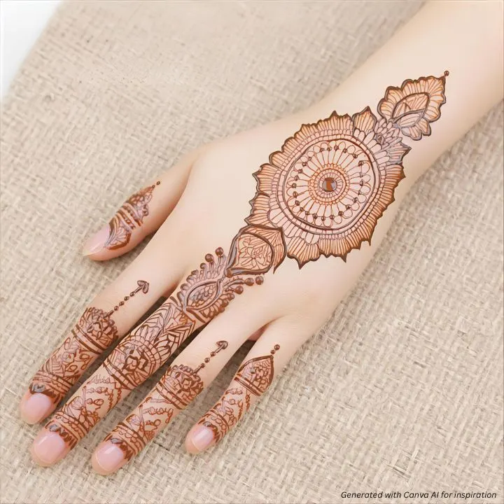 Navratri Back Hand Mehendi Design - 5