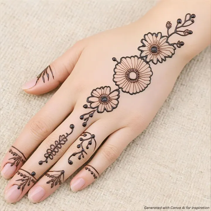 Navratri Back Hand Mehendi Design - 6