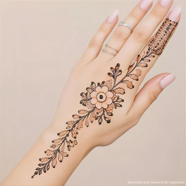 Simple Easy Mehendi Designs for Navrari - 7