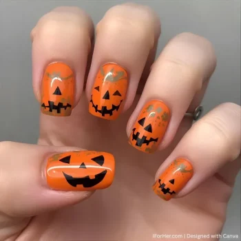 Halloween Nails With Pumpkin - 2