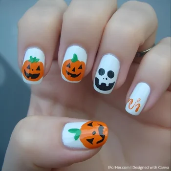 Halloween Nails With Pumpkin - 3