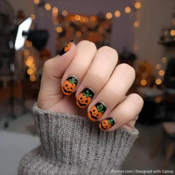 Halloween Nails With Pumpkin - 4