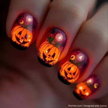 Halloween Nails With Pumpkin - 6