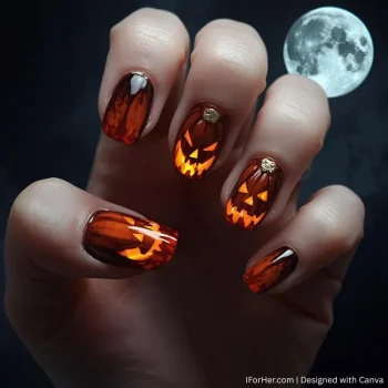 Halloween Nails With Pumpkin - 7