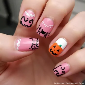 Halloween Nails With Pumpkin - 8